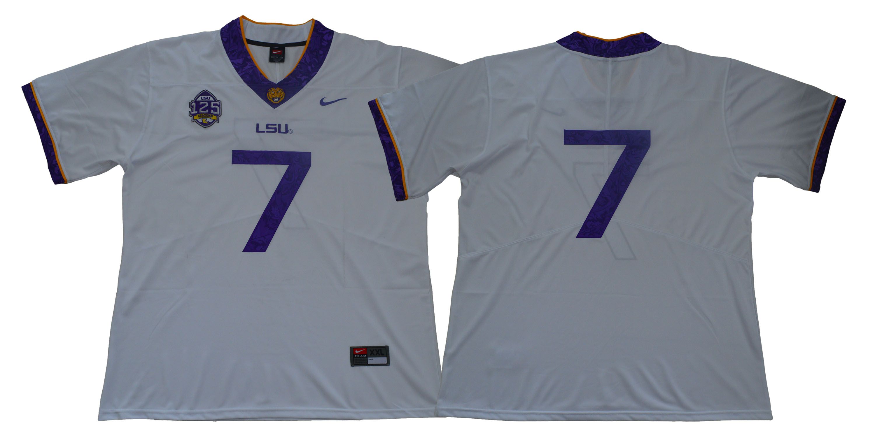 Men LSU Tigers #7 No name White Stitched NCAA Jersey